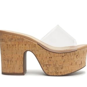 SCHUTZ Clear and Tan Platform Shoes